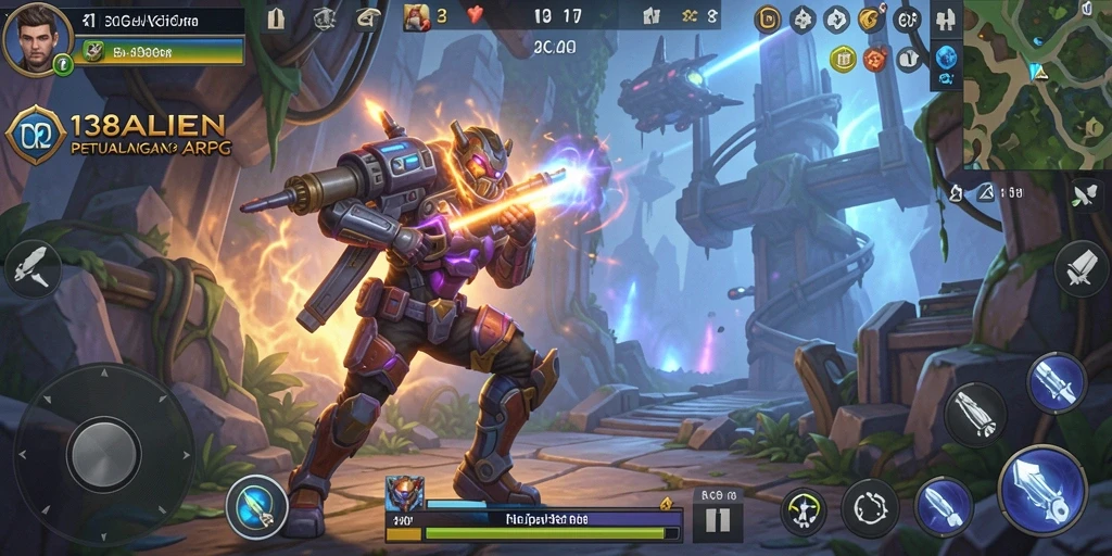 Gameplay seru 138ALIEN dengan pertarungan menegangkan melawan alien.
