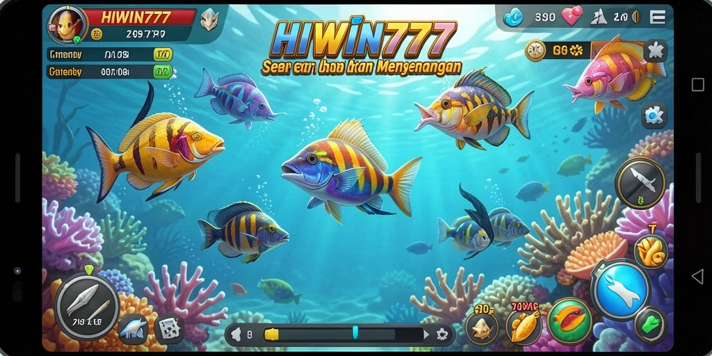 Screenshot gameplay menampilkan ikan yang sedang berenang di bawah laut.
