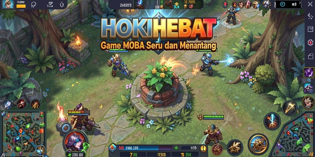 Screenshot gameplay HOKIHEBAT yang menampilkan aksi seru dalam MOBA.