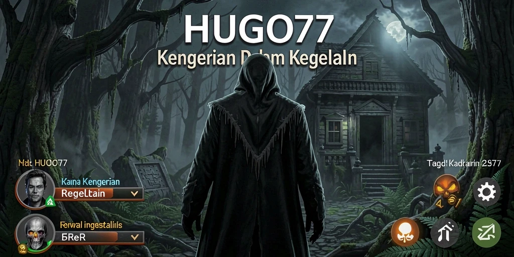 Screenshot menampilkan gameplay mencekam HUGO77 di dunia kegelapan.