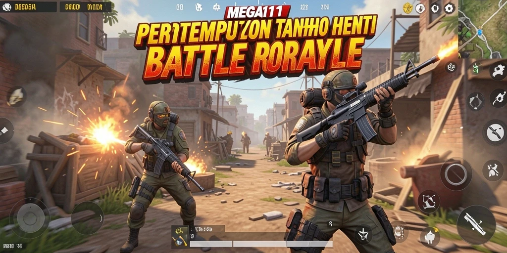 Tampilan gameplay seru dalam battlefield MEGA111 di Battle Royale.