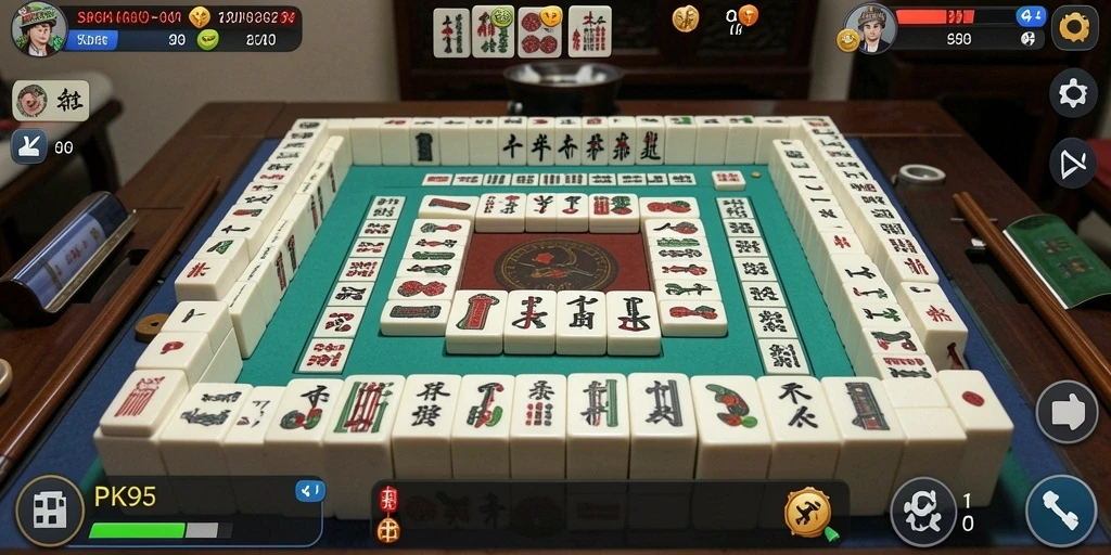 Tampilan gameplay PK95 dengan grafis Mahjong yang menawan.