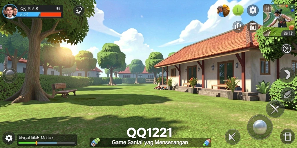 Screenshot utama QQ1221 menampilkan gameplay santai dan menyenangkan.