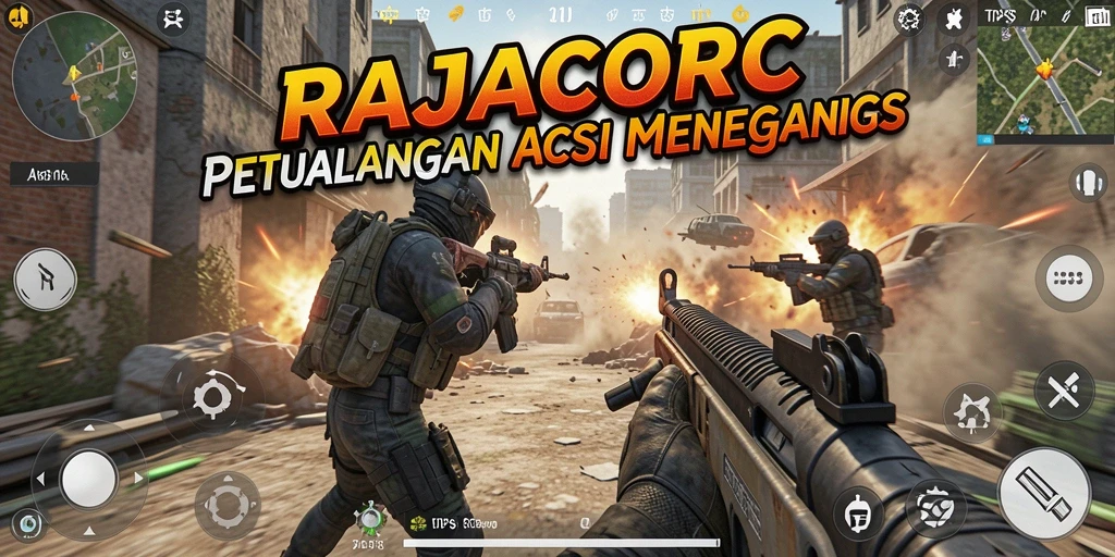 Tampilan gameplay menegangkan dan penuh aksi dari RAJACORC.