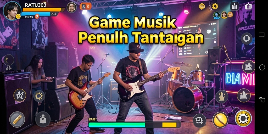 Tampilan gameplay menarik dengan berbagai pilihan lagu.