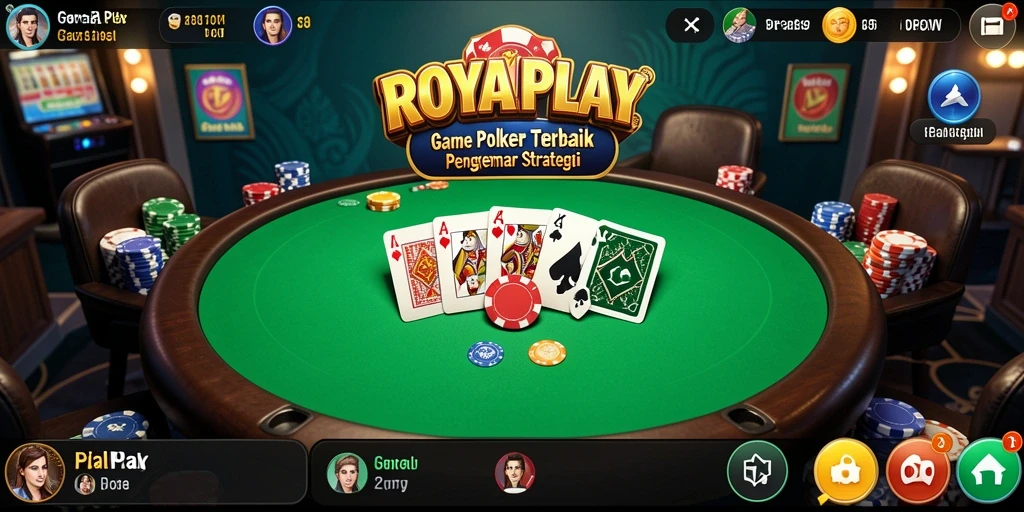 Screenshot gameplay ROYALPLAY menampilkan aksi intens permainan poker.