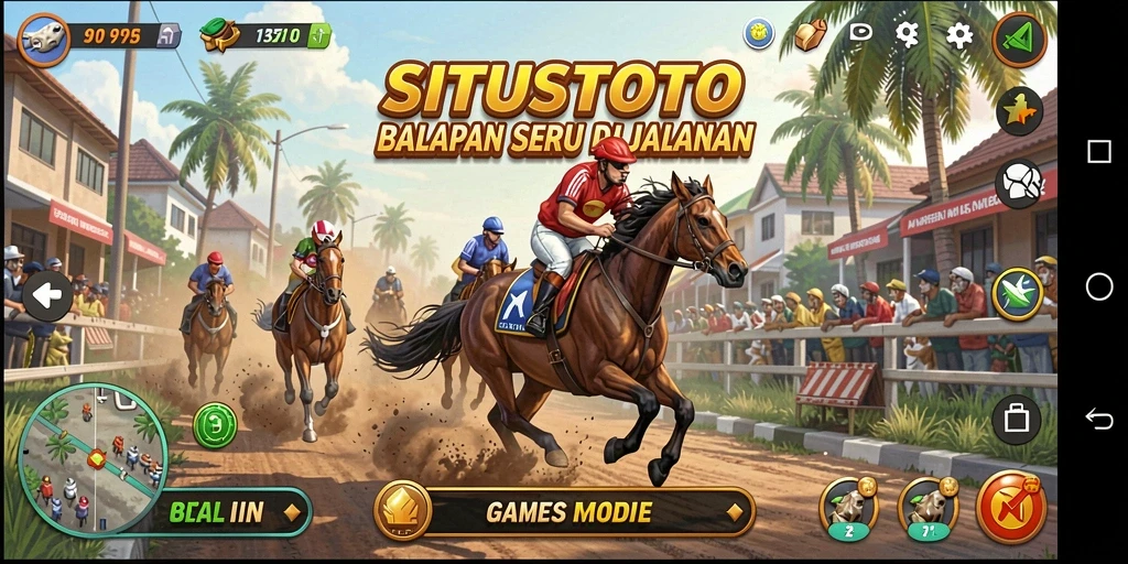 Screenshot gameplay SITUSTOTO menampilkan balapan seru di trek yang mendebarkan.