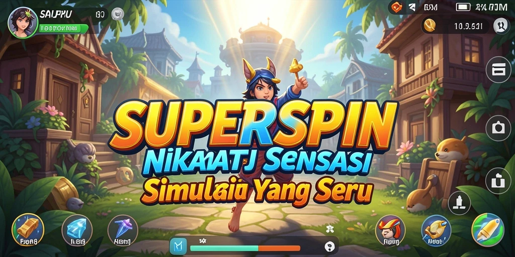 Gameplay SUPERSPIN yang penuh warna dan interaktif.