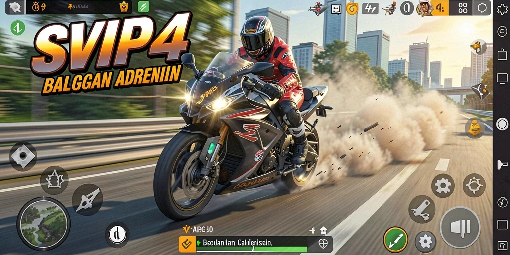 Tangkapan layar menunjukkan gameplay balapan motor yang mendebarkan.