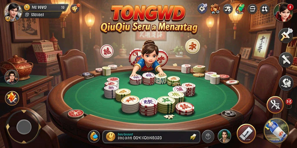 Screenshot utama TONGWD menampilkan pertandingan seru QiuQiu.