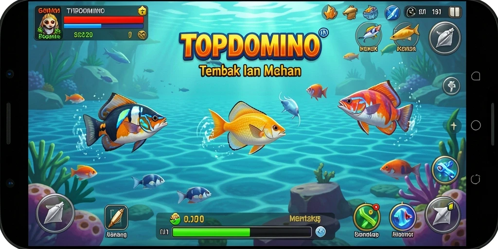 Tangkapan layar utama menampilkan gameplay menembak ikan yang seru.